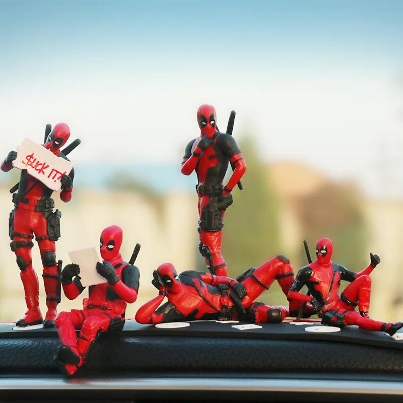 Disney Anime Movie Deadpool Action Figures Car Interior Ornaments for Auto Rearview Mirror Hanging Pendant Desktop Model Decor