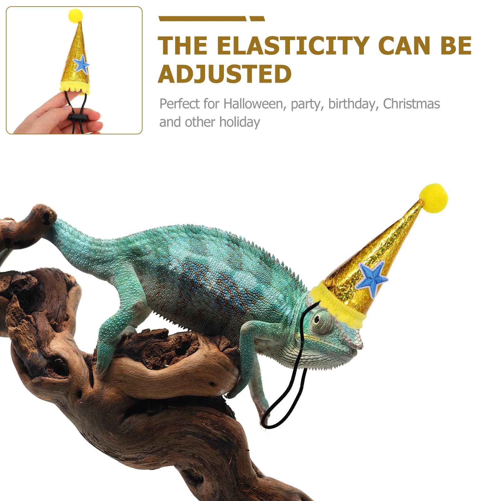 

1Set Lizard Cone Hat Leash Set Light Weight No Pressure Adjustable Fit for Reptile Pets Holiday Party Halloween Birthday