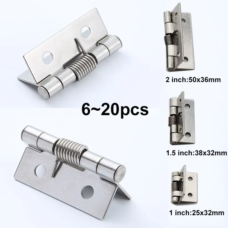 

6~20pcs Self Closing Spring Hinge 304 Stainless Steel Spring Loaded Hinge 1inch 1.5inch 2inch Door Hinge Hardware Accessories