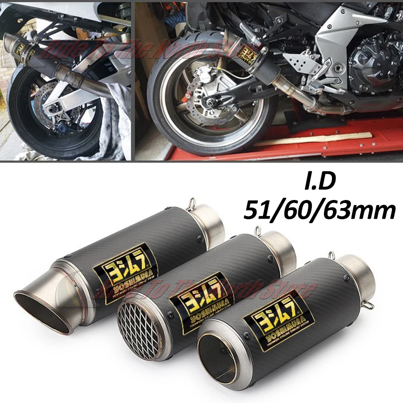 

Universal Carbon Fiber Yoshimura Exhaust Tail Pipe For Z2503008009001000 R13625 CBR5001000 GSX600750R ZX6R10R DUKE390 S1000R etc