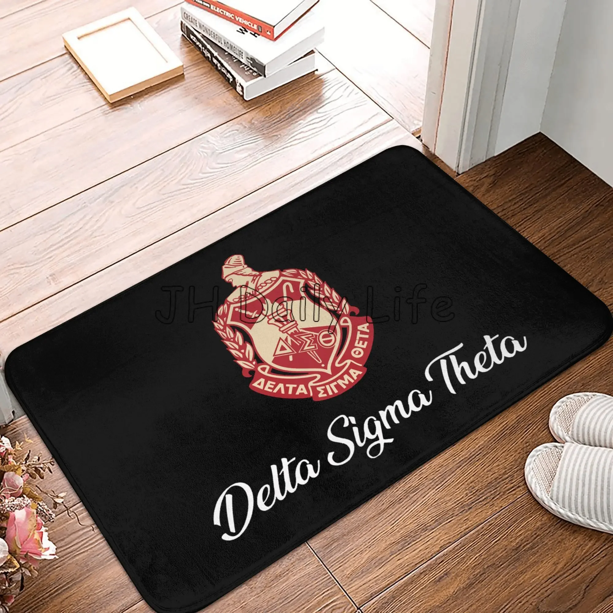 Delta Sigma Theta Sorority Print Doormat Home Carpet Decor Non-Slip Soft Living Dining Room Rug for Front Door Entrance Floormat