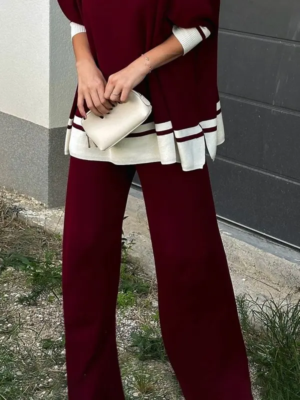 Modigirl Damen-Strickhose für Herbst und Winter, 2025, neue, lässige, einfache, einfarbige, warme Stretch-Strickhose mit weitem Bein für Damen