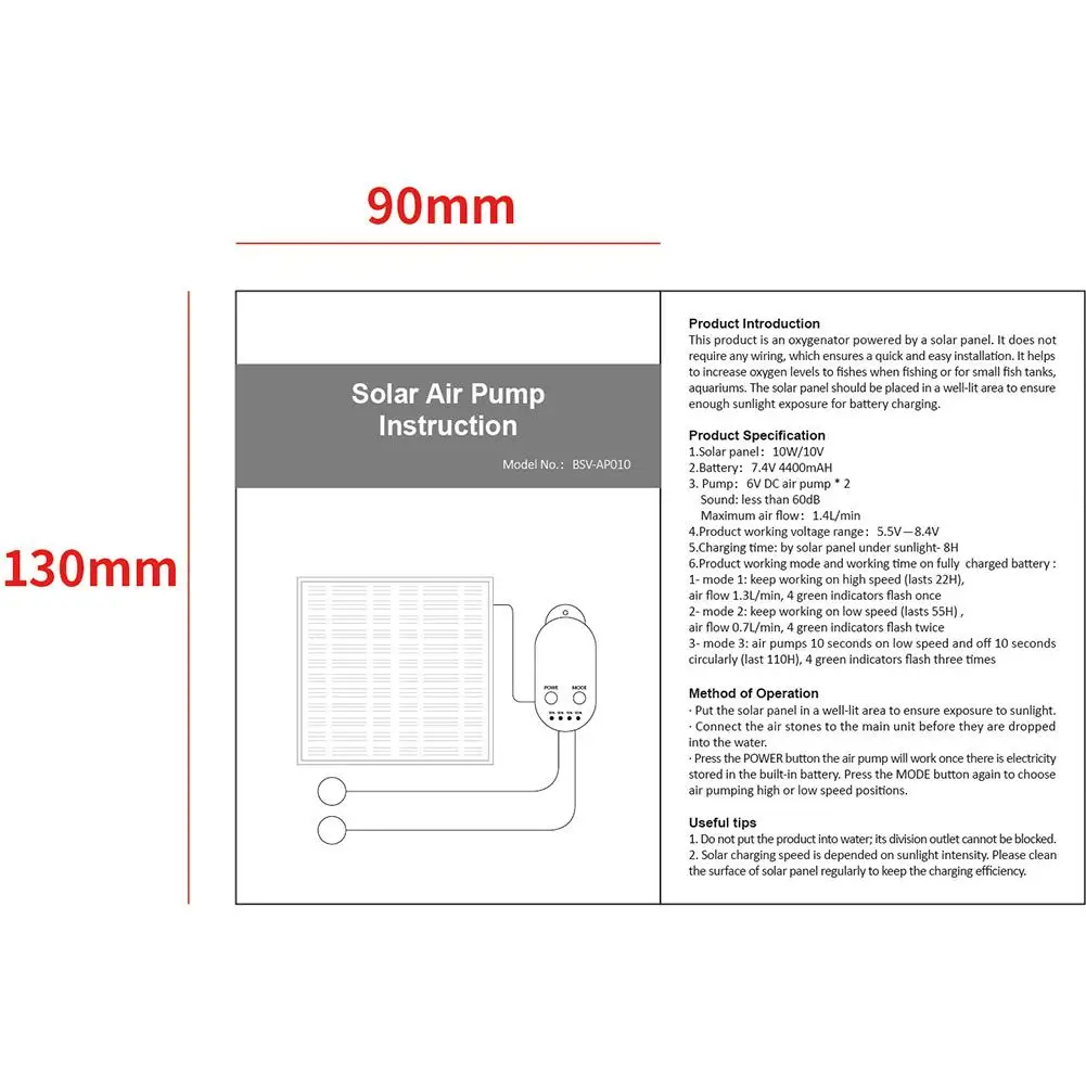 Solar Powered Water OxygenatorGarden Fish Pond Aquarium Air Pump Air Compressor Aerator Air Maker Solar Panel Garden Pond Decor