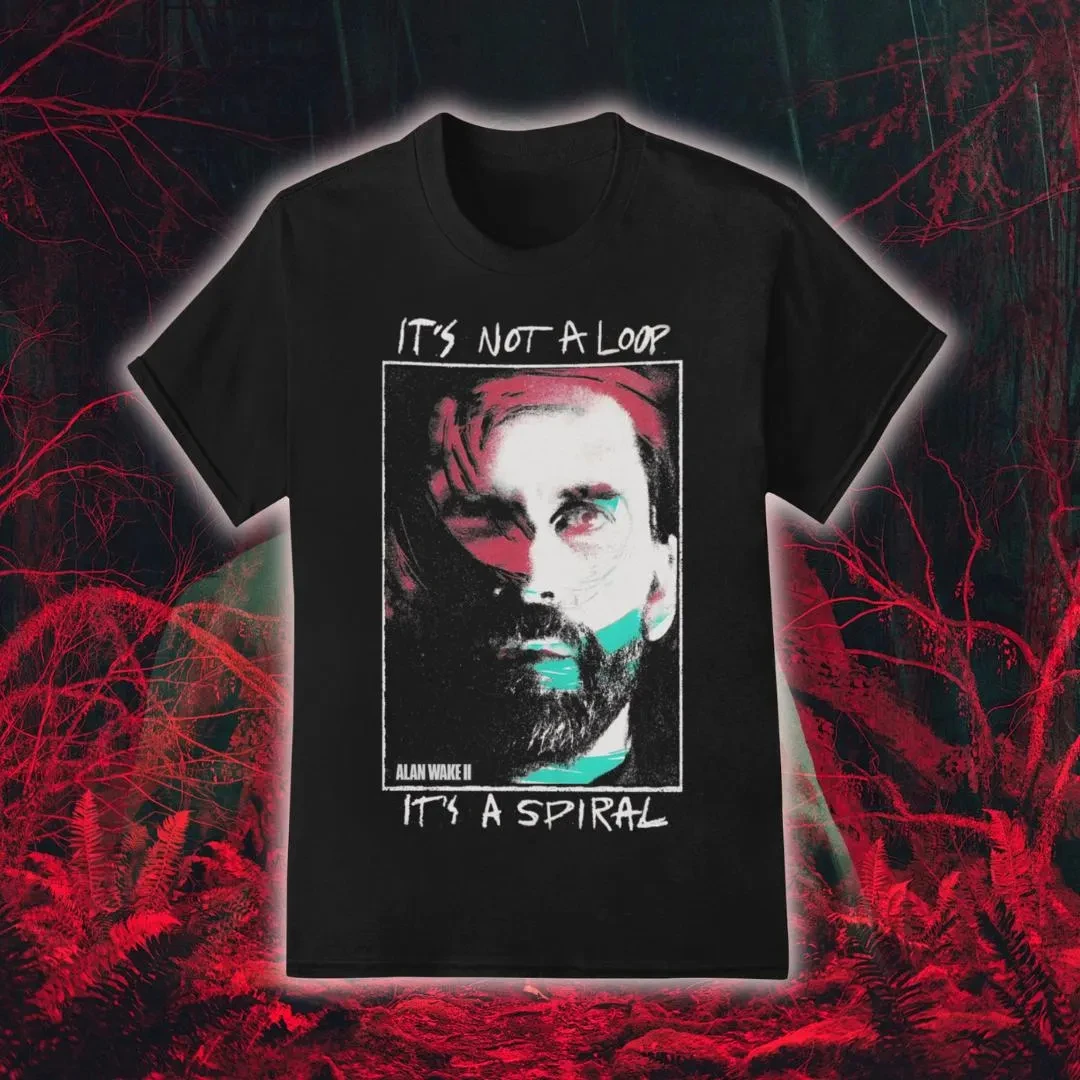 Camiseta con Estampado Retro Exclusivo de Alan Wake 2, Camiseta Negra Neutral, Ropa, Mercancía de Videojuegos, Gran Venta de Año Nuevo 2026