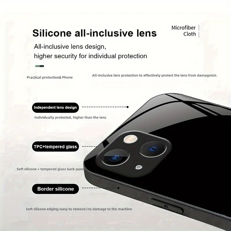 Luxury Snow Lotus Pattern Glass Material Phone Case For iPhone 17 16 15 14 13 12 11 Pro Max 16E 7 Plus XR XS X Shockproof Cover - Image 5