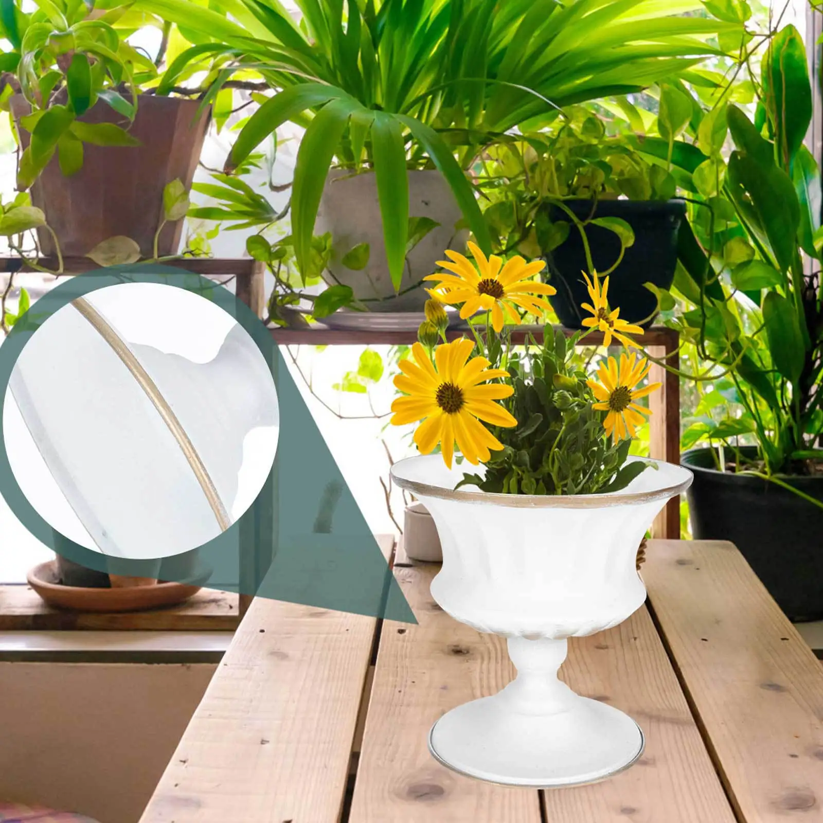 

1Pcs Metal Flowerpot Table Decor Iron Desktop Vase for Home Garden Flower Holder Non-Slip Creative Vase Decor