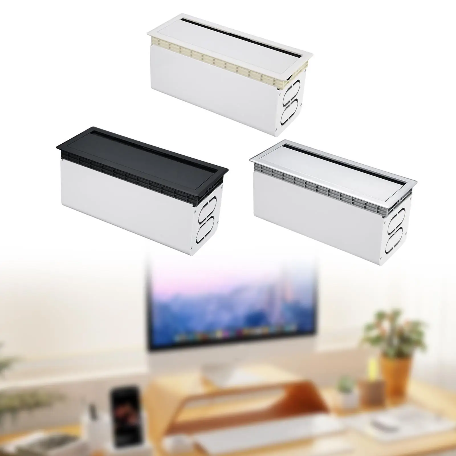 Aluminum Desk Cable Grommet Professional Easy to Use Reusable Practical Cord Hider Box for Desk Living Room Computer Home Office
