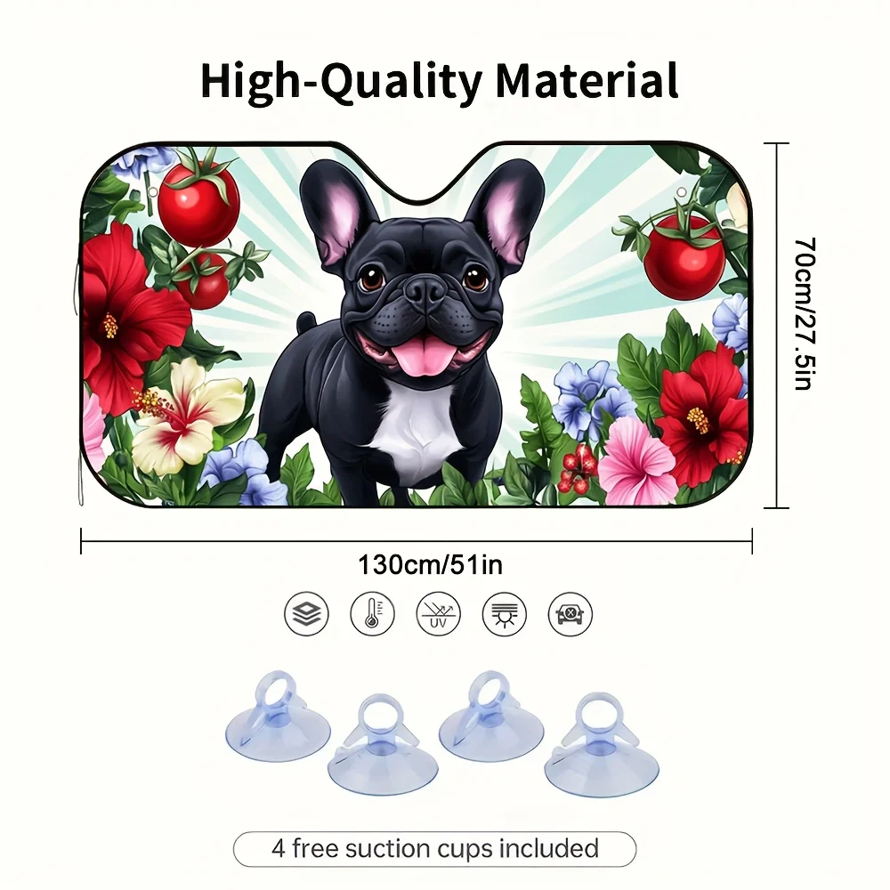 1pc Of Cheerful Bulldog Sunshade For Car, Provides Quick And Efficient, Maintains A Cool Interior, Perfect For Summer Drives