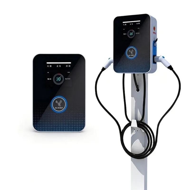New OEM Dual  Output 14kW Wallbox Wall-Mounted IP54 AC EV Charger LED Interface RS485/CAN Communication