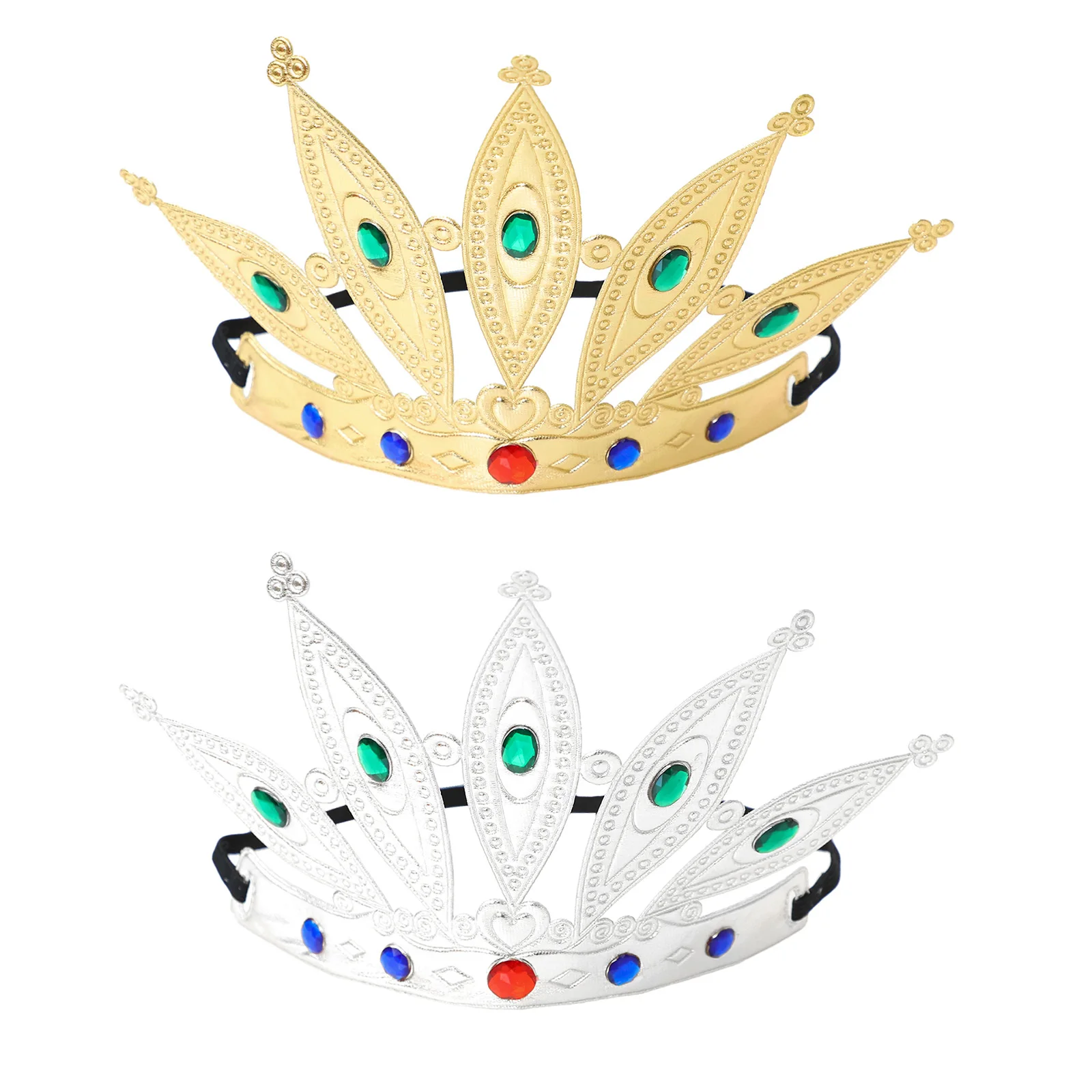 Kids Adult Crown Cake Decoration King Diamond Bright Cloth Tiara Elastic Band Hair Hoop Dress Up Cosplay Headdress