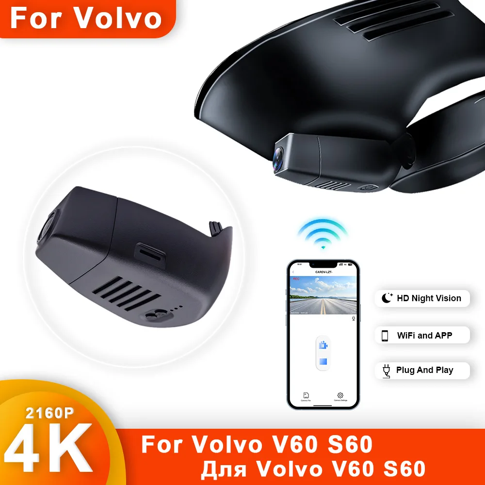 

Customized 4K HD 2160P WIFI Plug and play Dash Cam For Volvo V60 S60 2020-2022 Front and Rear Car Dvr Dashcam