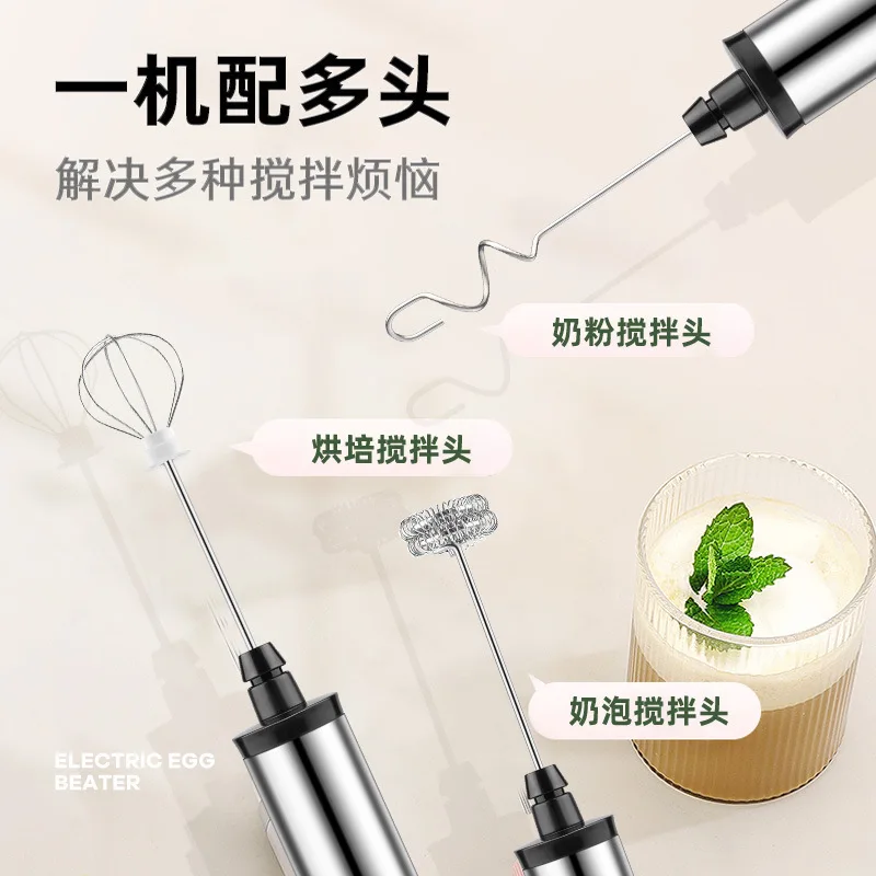 Electric Mini Handheld Mixer & Beaters for Kitchen Baking, Milk Frothing, Egg Whisking - Portable, Rechargeable, Household