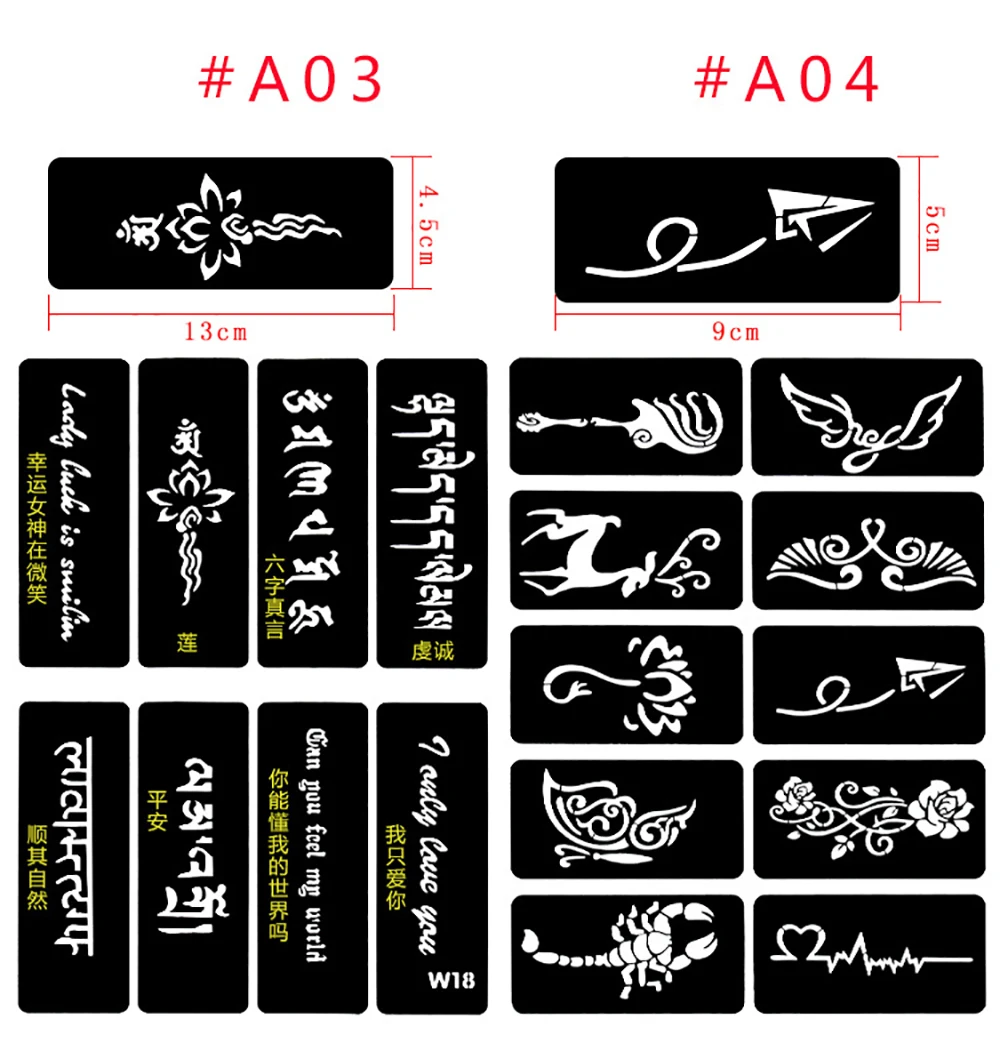 635 teile/los Wiederverwendbare Aufkleber Tattoo Schablonen Ordner Malerei Vorlage Airbrush Glitter Henna Tattoo Schablone Set Album Festen Stil – Detail 4