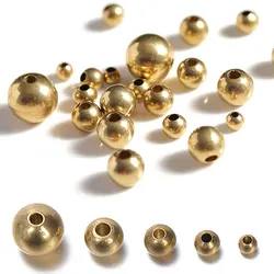 50pcs Original Brass Round Ball Beads 3mm 4mm 5mm 6mm 8mm Loose Spacer Beads For DIY Jewelry Making Necklace Bracelet Components