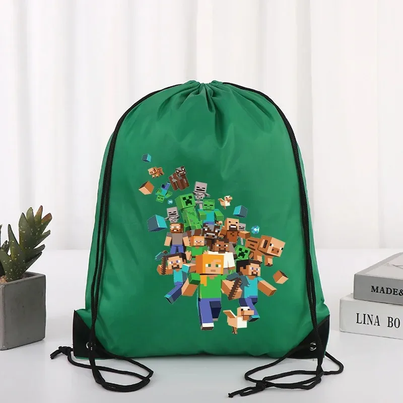 

Drawstring Bag Chicken Jockey Polyester Men Backpack Storage Pouch Pixel Game Anime Figure Travel Casual Sport Hiking Bags Gift
