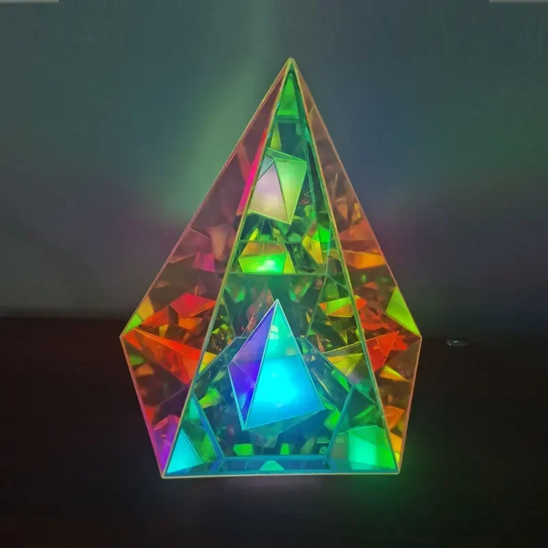 LED 3D Pyramid Cube Night Light RGB Dimmable Ambient Light Rechargeable Bedroom Bedside Decorative Table Lamp Birthday Gift