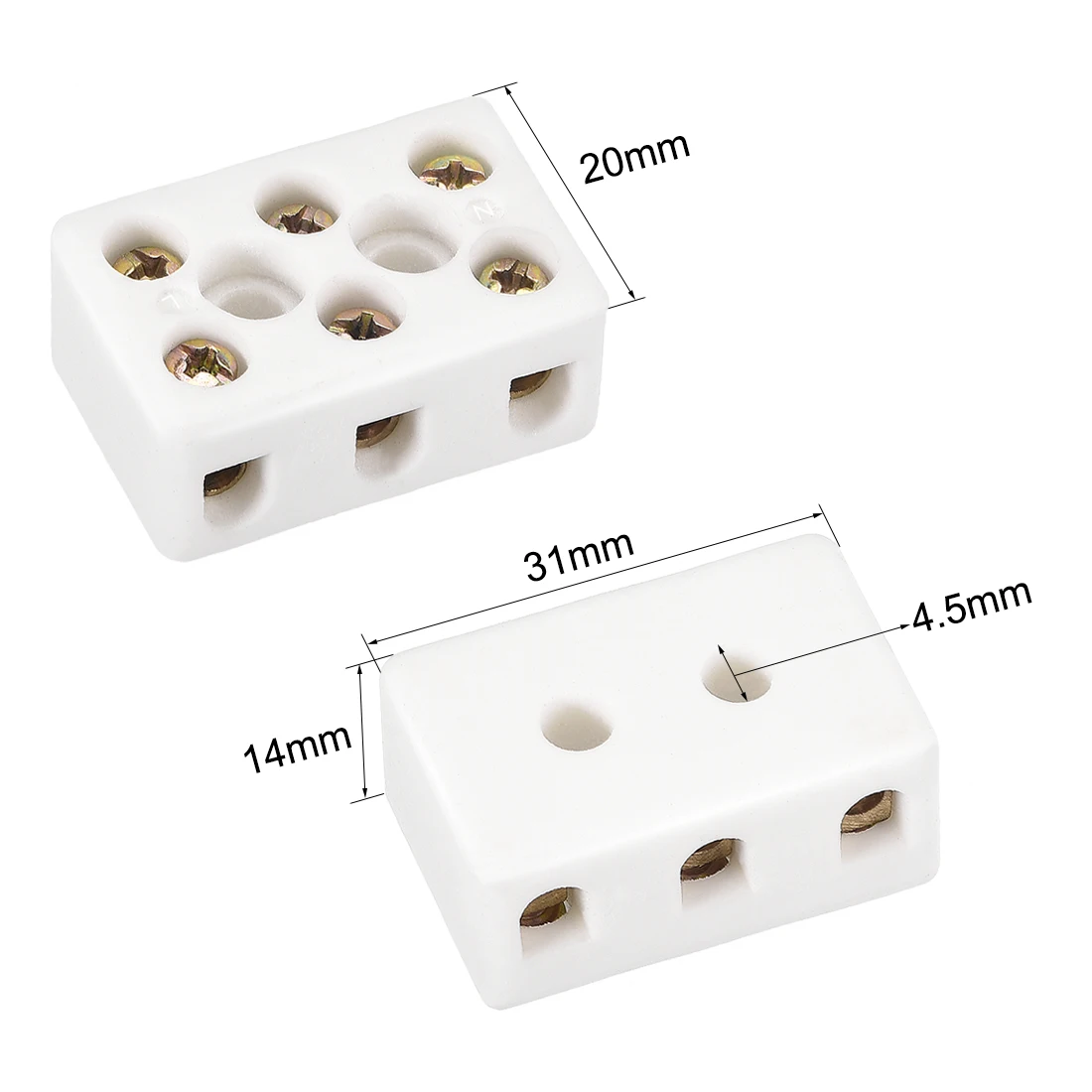 1/2Pcs 380V/25A 3Way 8Hole Ceramic Wiring Terminal Block High Frequency Porcelain Electrical Wire Connector Electrical Equipment