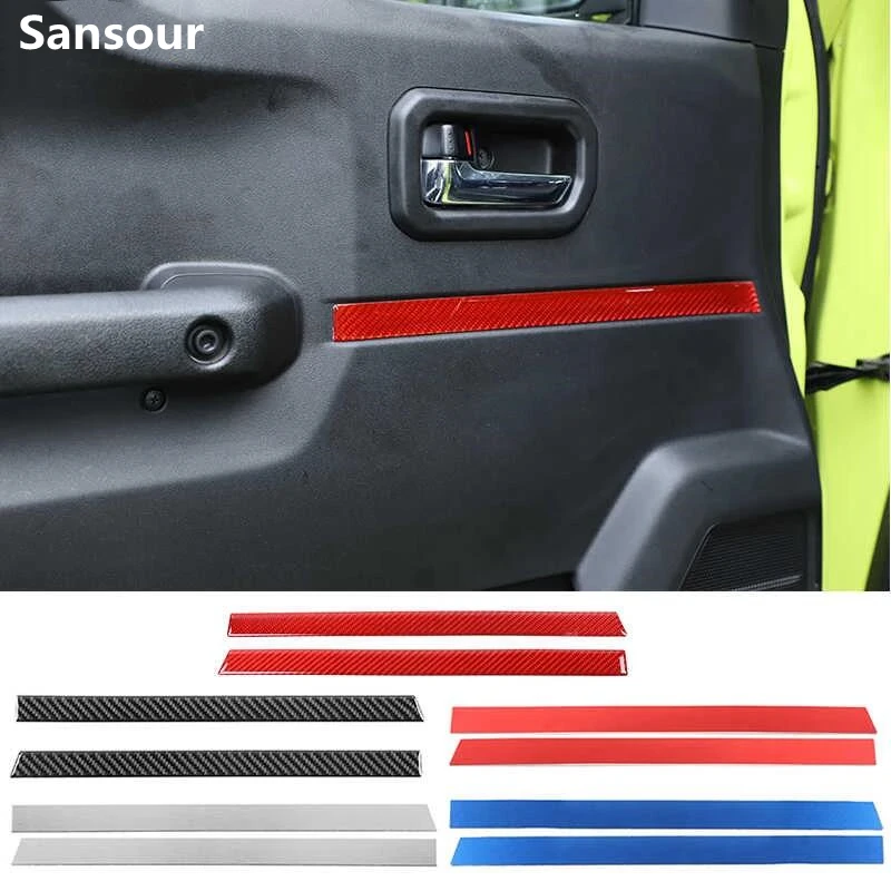 Carbon fiber Stickers for Suzuki Jimny JB74 Aluminum Car Door Inner Decoration Cover for Suzuki Jimny 2019+ Accessories