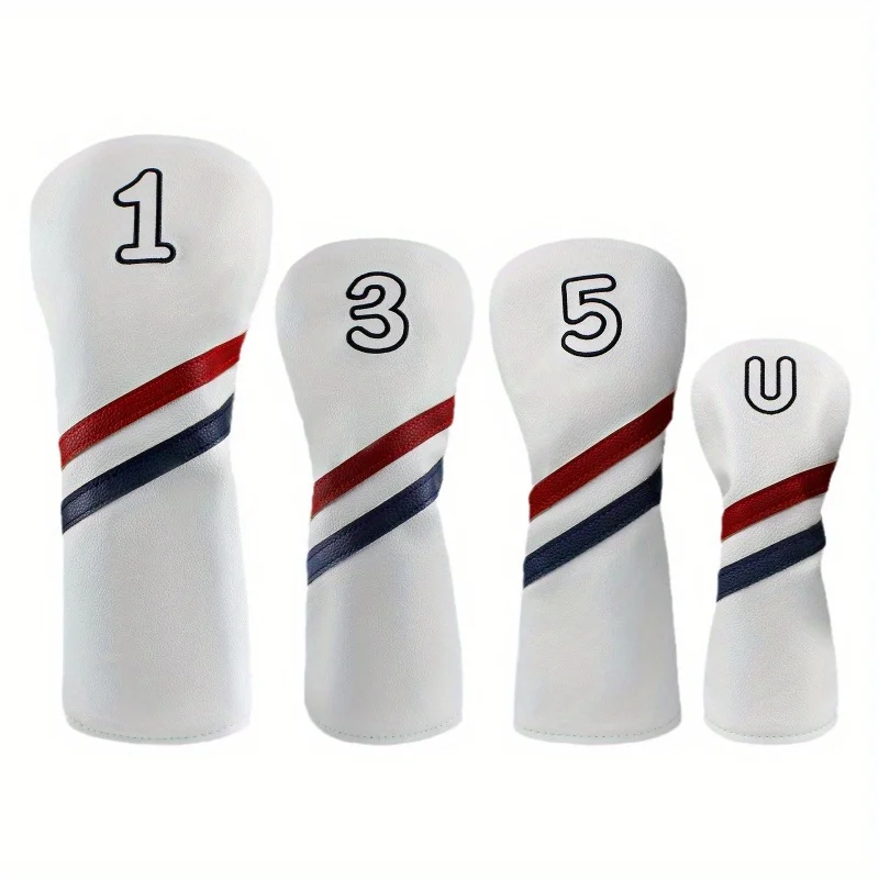 1/4pc Golf Club Cover, Number Print Golf Club Cover, Waterproof PU Club Protective Cover