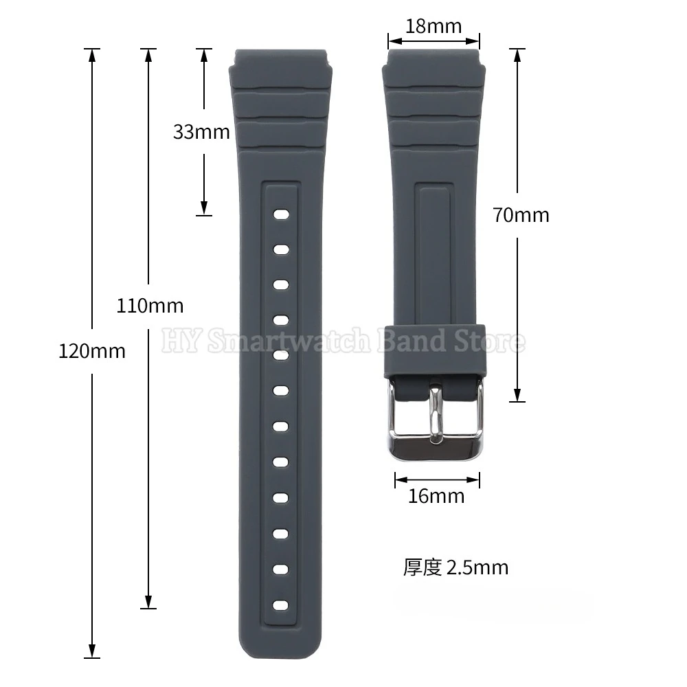 Soft Silicone Watch Strap 18mm for Casio F-91W W800H Strap Waterproof Rubber Bracelet Replacement Sport Wristband Universal Belt view 5