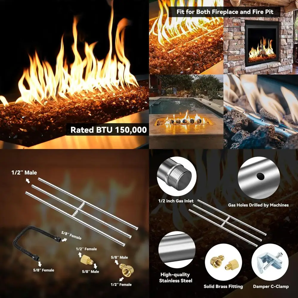 

Газовый прямоугольный очаг 30x6 с H-образной горелкой, 3-трубной системой, из нержавеющей стали 304, для использования в помещении и на улице