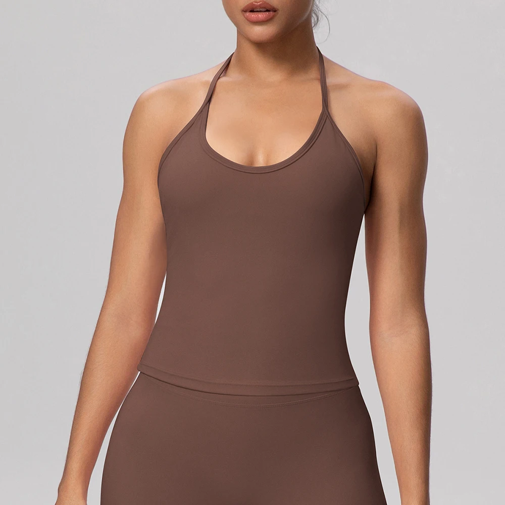 

Топ для спортзала, жилет для йоги с подвесным воротником, женская майка на бретелях, мягкая одежда для йоги, спортивный бюстгальтер, одежда для фитнеса, бега, пилатеса