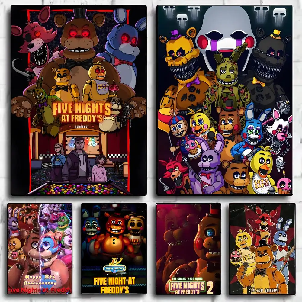 Five-nights-At-F-Freddys Poster Self Adhesive Wall Stickers Removable Room Decor Aesthetic Space Murals Fancy Gift