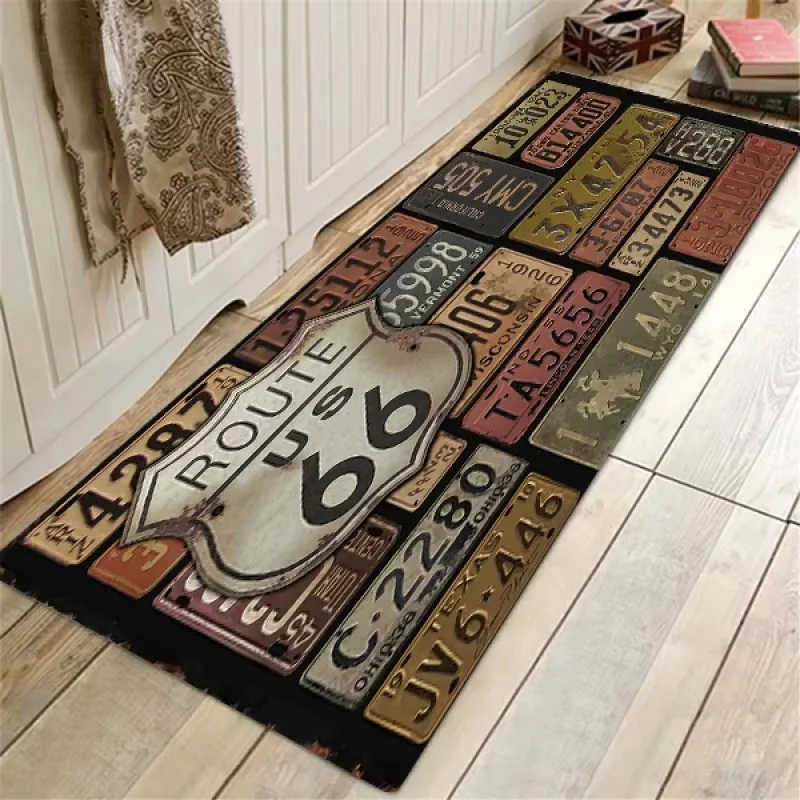 VIKAMA 66 Highway Pattern Kitchen Floor Mat Anti-slip Entrance Corridor Floor Mat Bedroom Carpet Home Decoration