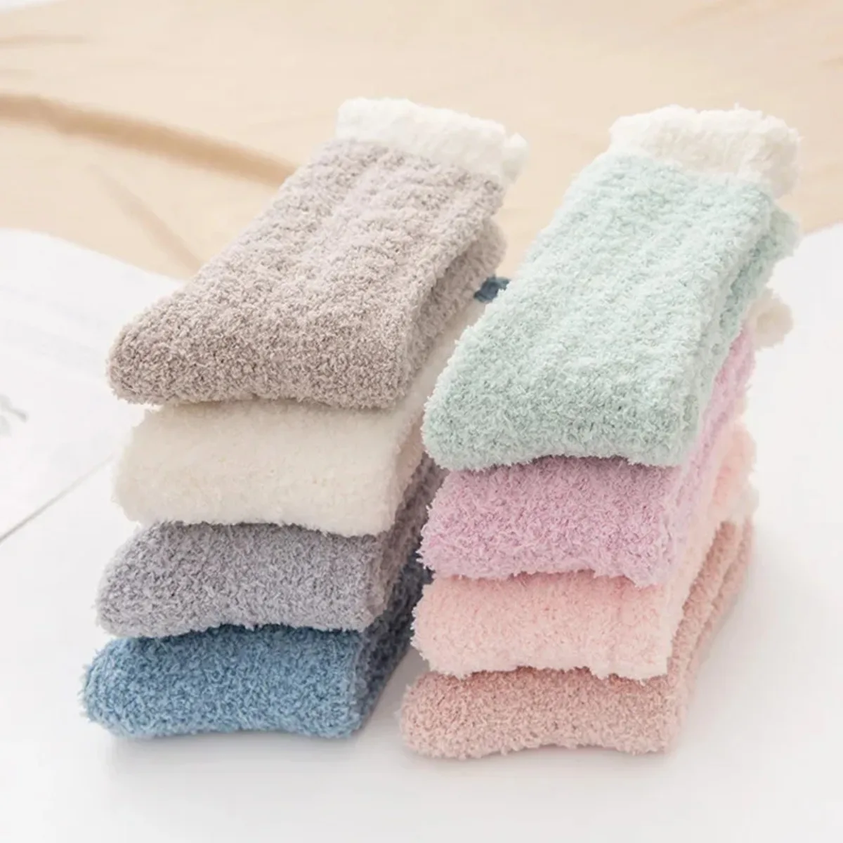 Fuzzy Thick Thermal Fluffy 4 Pairs Women's Winter Warm Socks Cute Home Slipper Socks Uses For Fashion Sleeping Socks Daily Wear view 2