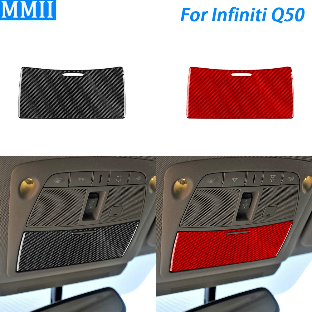 For Infiniti Q50 2014-2020 Carbon Fiber Roof Spectacle Case Panel Cover Decorative Car Interior Decoration Accessories Sticker