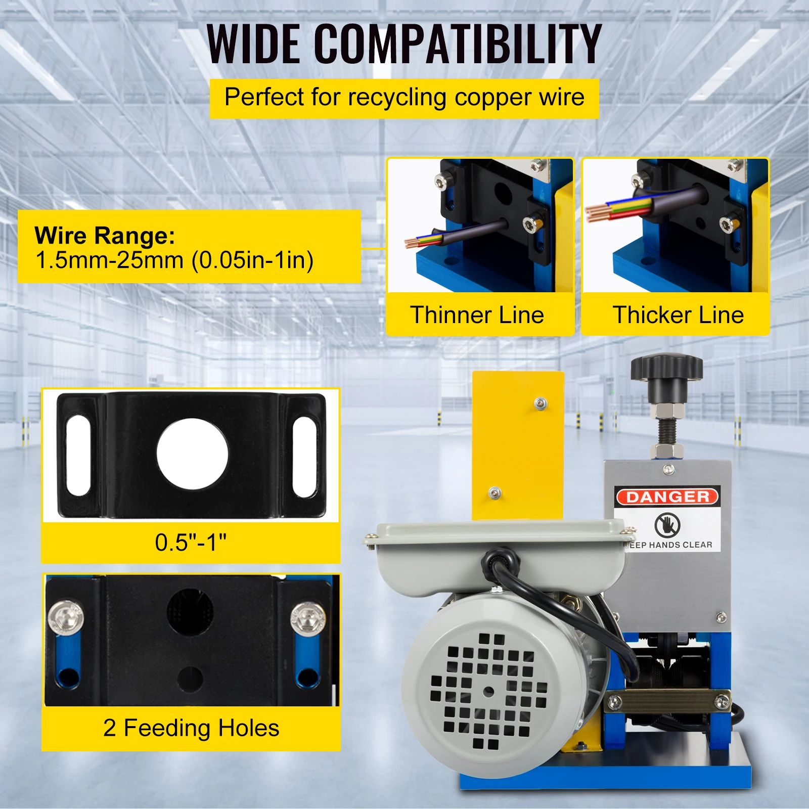 Imagem -04 - Vevor Electric Wire Stripping Machine Descascador de Cabos Portáteis Fio Stripper 1.5 25 mm 180w 220v 110v para Reciclagem de Sucata de Cobre