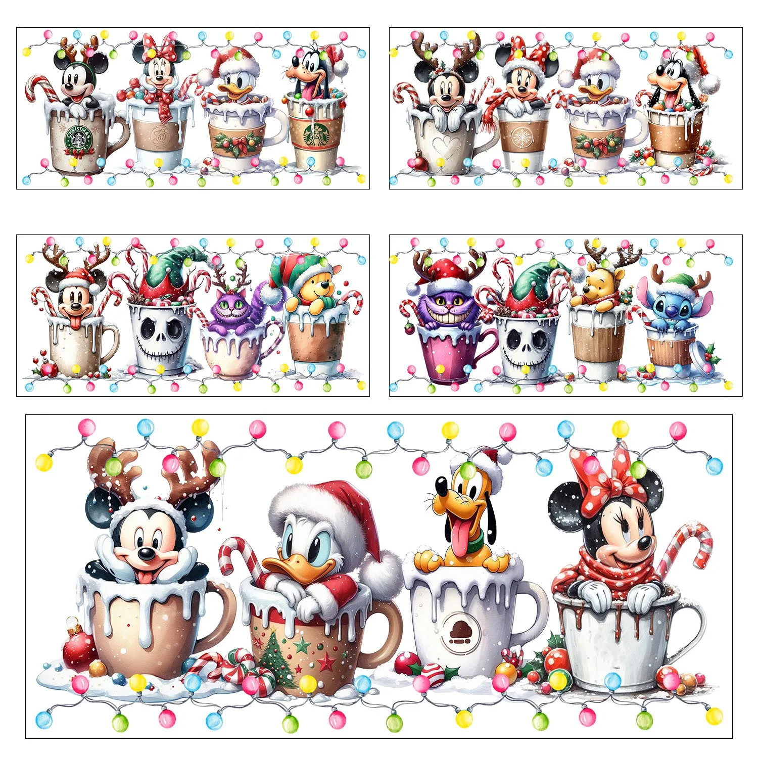 

Christmas Vibe Stitch Mickey Easy peel waterproof DIY Decals 3D transfers uvdtf stickers 16oz uv dtf tumbler cup wraps sticker