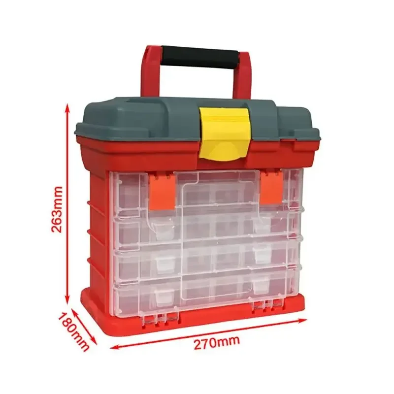 Portable Plastic Tool Storage Box Durable Organizer Box, 4 Drawers with 18 Compartments Each for Hardware, Fish Tackle, Beads