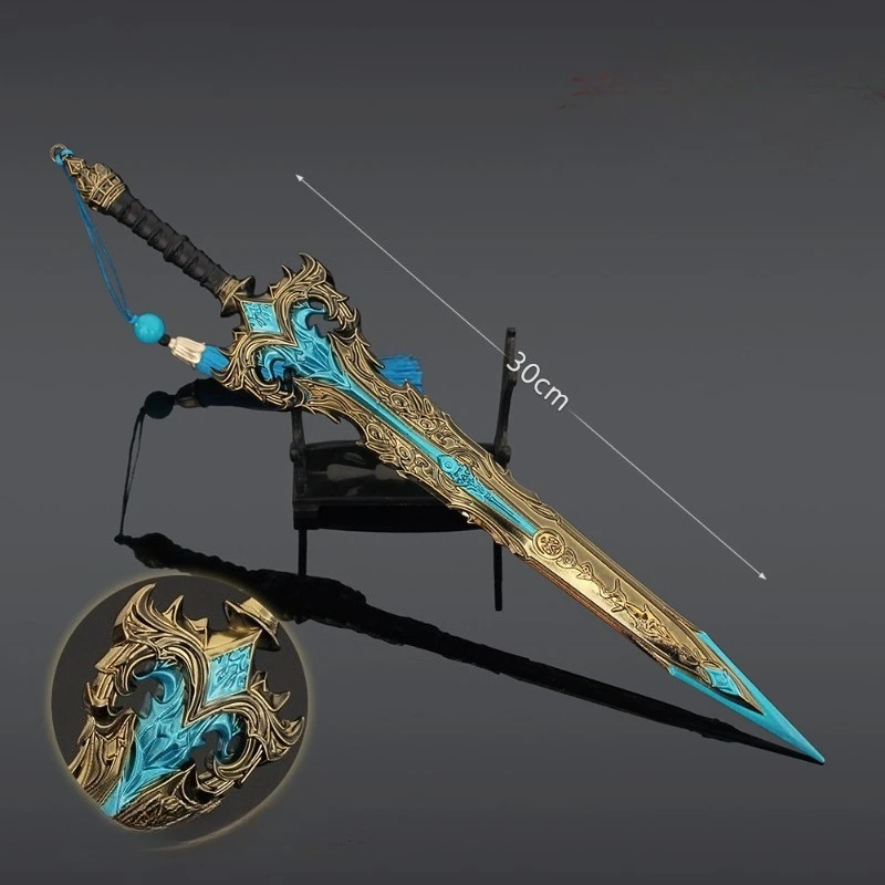 30 cm/11,81 Zoll Schöpfung der Götter 12 göttliche Schwerter alte Waffen Legierungsmodelle Metallspielzeugsammlung Ornamente Desktop-Geburtstag