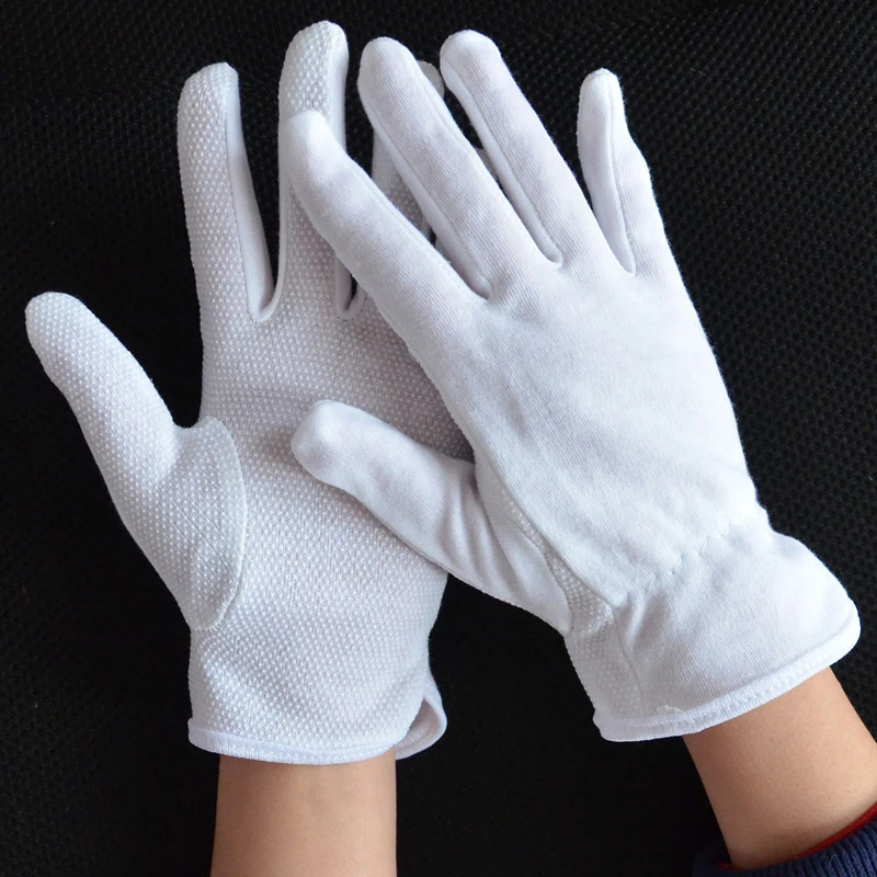 1pair White Formal Gloves Men White Cotton Uniform Glovestuxedo Honor Guard Parade Cosplay Costume Inspection Mitten Gloves