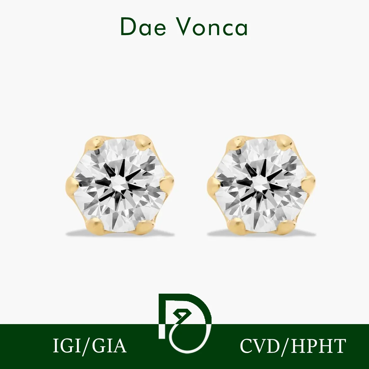 

Scallop Shaped Round Cut Lab Grown Diamond Earrings 9K/14K/18K Yellow Gold Lab Diamond Stud Earrings Gift for Wife