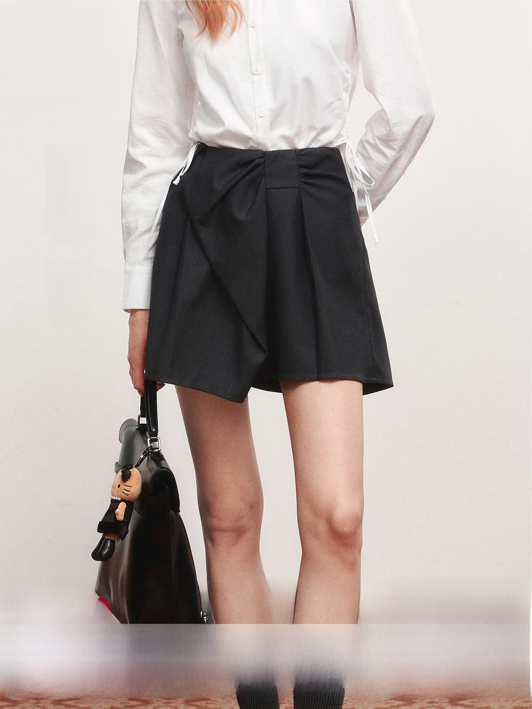 

Юбка А-силуэта из шерстяной смеси AYF с завязками на высокой талии, повседневная, женская, модная, осенняя, новая, свободного кроя