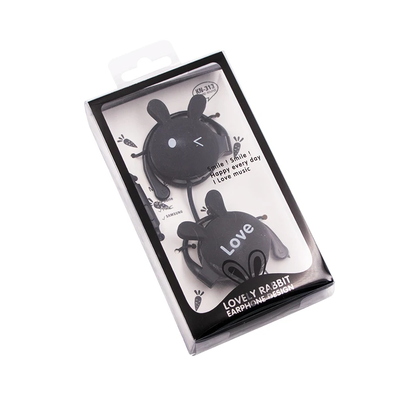 귀여운 만화 토끼 이어 후크 유선 이어폰, 스포츠 러닝 스테레오 헤드폰, 소음 감소, 어린이 소녀 헤드셋, 3.5mm