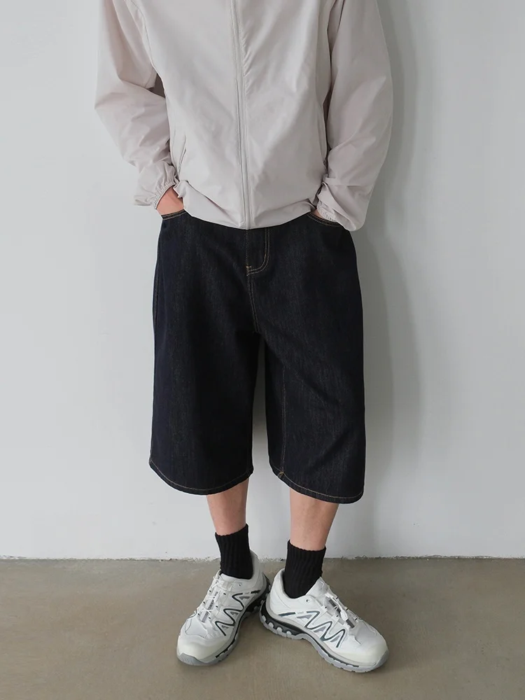 

American Retro Men's Casual orts Summer 2025 New Thin Loose Slimming Breathable Seven-Foot Jeans mid Waist Zipper Straight Leg