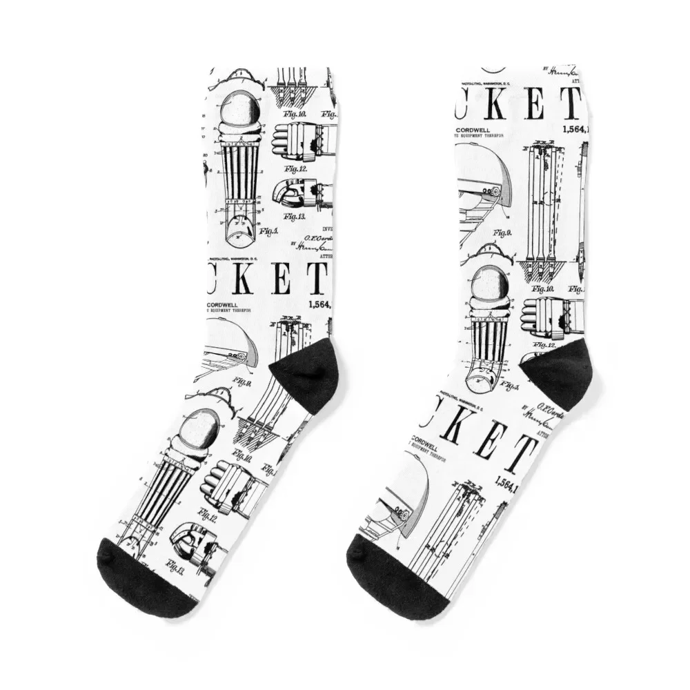 Cricket Cricketer Batsman Bowler Vintage Sports Patent Print Socks gift Crossfit Men's Socks Women's