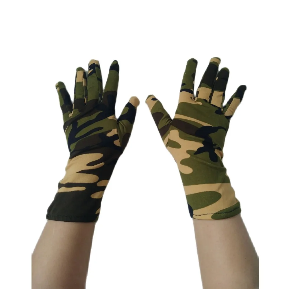 camo green color Adult women men Spandex short Gloves High Elastic Gloves Driving Hand guards Dance Glove