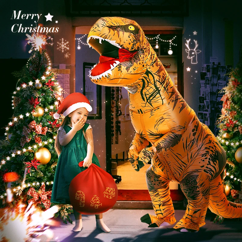 Disfraz inflable de dinosaurio t-rex para adultos y niños, traje de Cosplay de fiesta de Anime, traje de fantasía, mascota de Halloween y Navidad