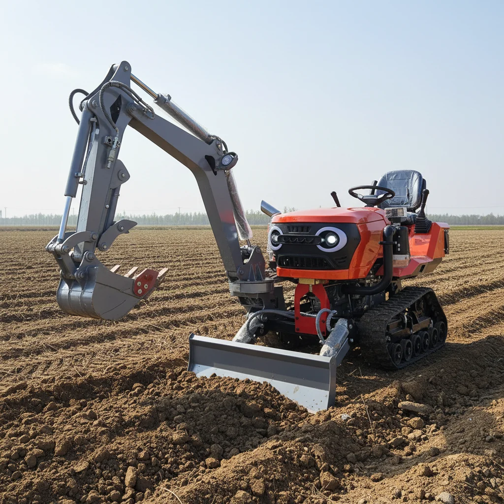 

35HP EPA Agricultural Crawler Tractor Garden Cultivator With Excavator Accessories For Farmland