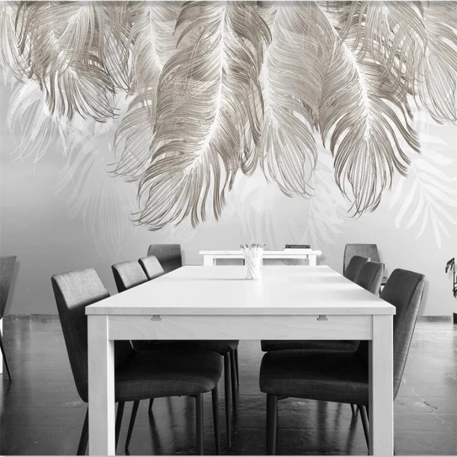 Custom Wallpapers 3d photo Nordic elegant mural blues feather Living room sofa TV background wall bedroom restaurant wall fabric