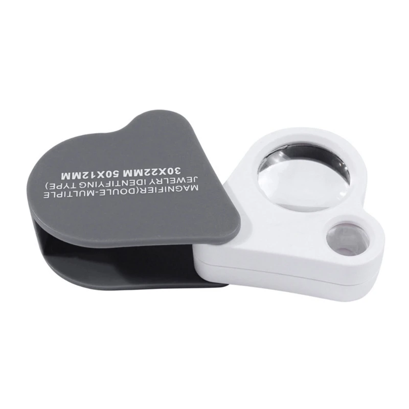 30X 50X Foldable Glass Double Lens Eye Loupe Pocket Magnifier Handheld Lens for Jewelry Coin Inspection