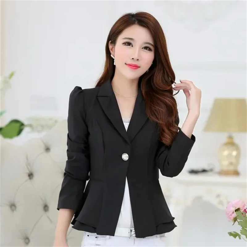 Women Blazer 2024 New Autumn Long Sleeves Casual Office Ladies Blazers Famale Jackets All-match Suit Basic Coat Outerwear B-3