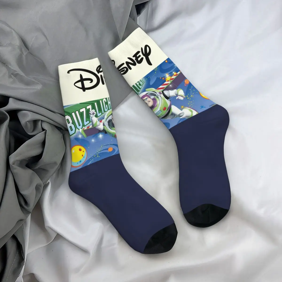 Crazy compression Buzz Lightyear Sock for Men Vintage Disney Toy Story Buzz Lightyear Seamless Pattern Crew Sock Casual