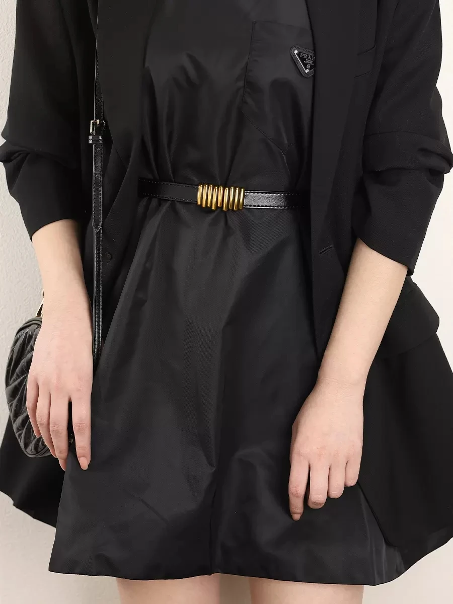 Fashion Genuine Leather Slim Waist Gold Buckle Adjustable Women Belts Wild Skinny Dress Jeans Decorative Straps Waistbands