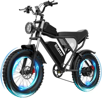 Image Bike for Adults, 1000/2000W, 25/30/37MPH,48V-52V, 20AH,40AH Battery, Max 50-180 Miles Electric Motorcycle, 20" Fat Tire