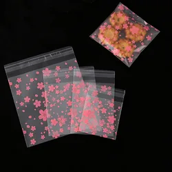 100Pcs Square Self Sealing Bag Pink Cherry Blossoms Self-Adhesive Gift Bags For Wedding Party Gift Candy Cookie Package Bags